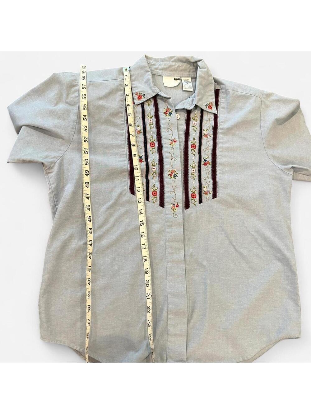 Vintage 90’s Embroidered Floral Button Up Shirt Cottagecore Boho - Picture 5 of 6